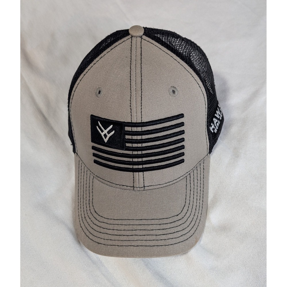 Hawx Work Gear Mens Trucker Hat Flag Logo Mesh Back Snapback Cap Tan Black OSFM